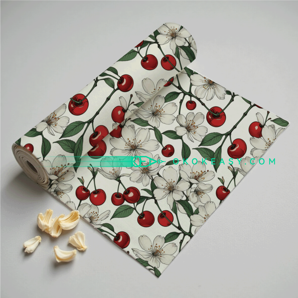 Plum blossoms Cherry Seamless pattern 4 Plum Blossoms and Cherry Seamless Pattern in Pen Style on Beige Background