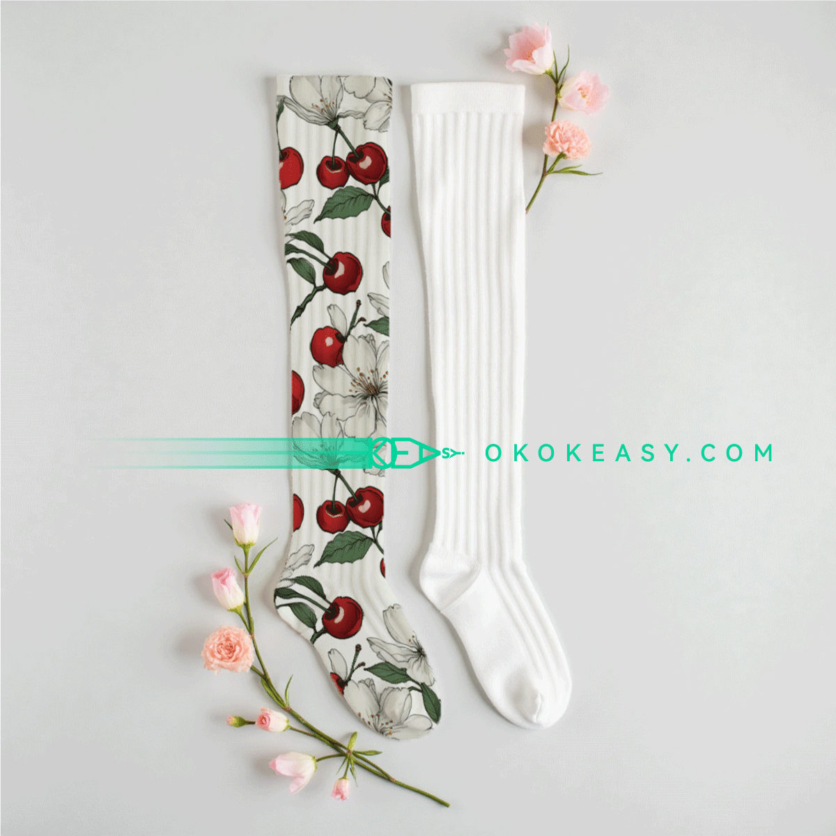 Plum blossoms Cherry Seamless pattern 5 Watercolor Style Plum Blossoms and Cherry Seamless Pattern on Beige Background