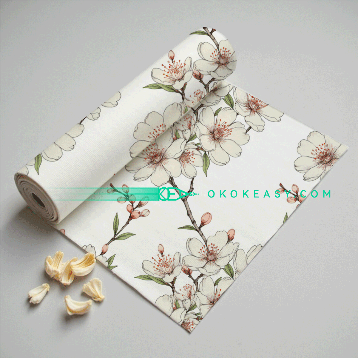 Cherry blossoms Seamless pattern 4 High-Resolution Cherry Blossoms Seamless Pattern with Pink-White Flowers on White Background