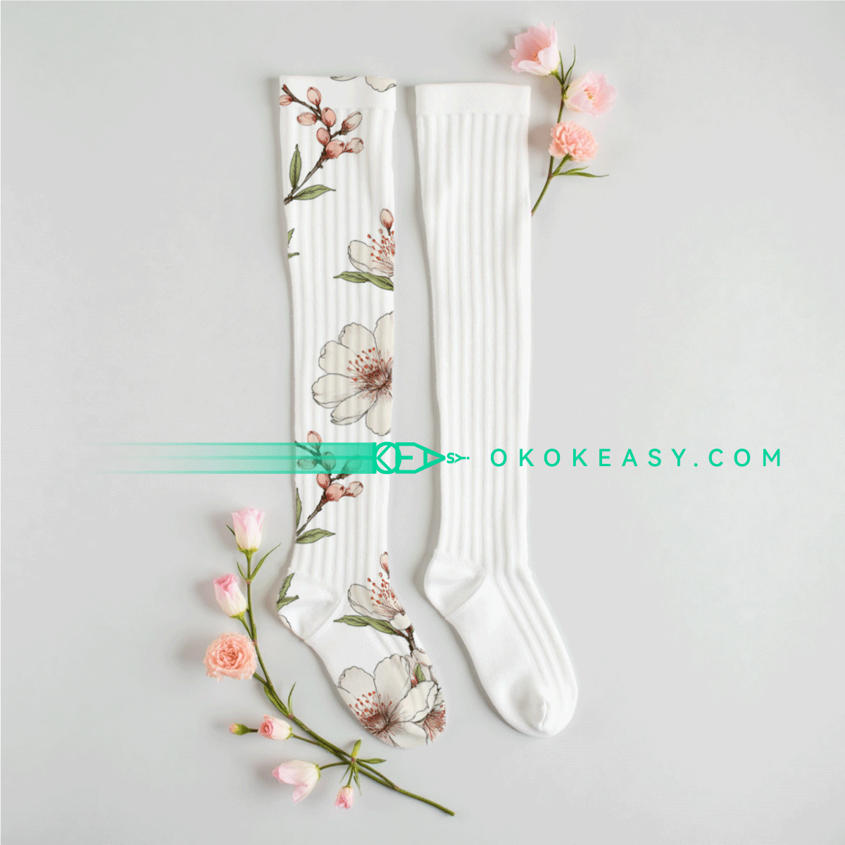 Cherry blossoms Seamless pattern 5 Cherry Blossoms Seamless Pattern in Pen Style on White Background