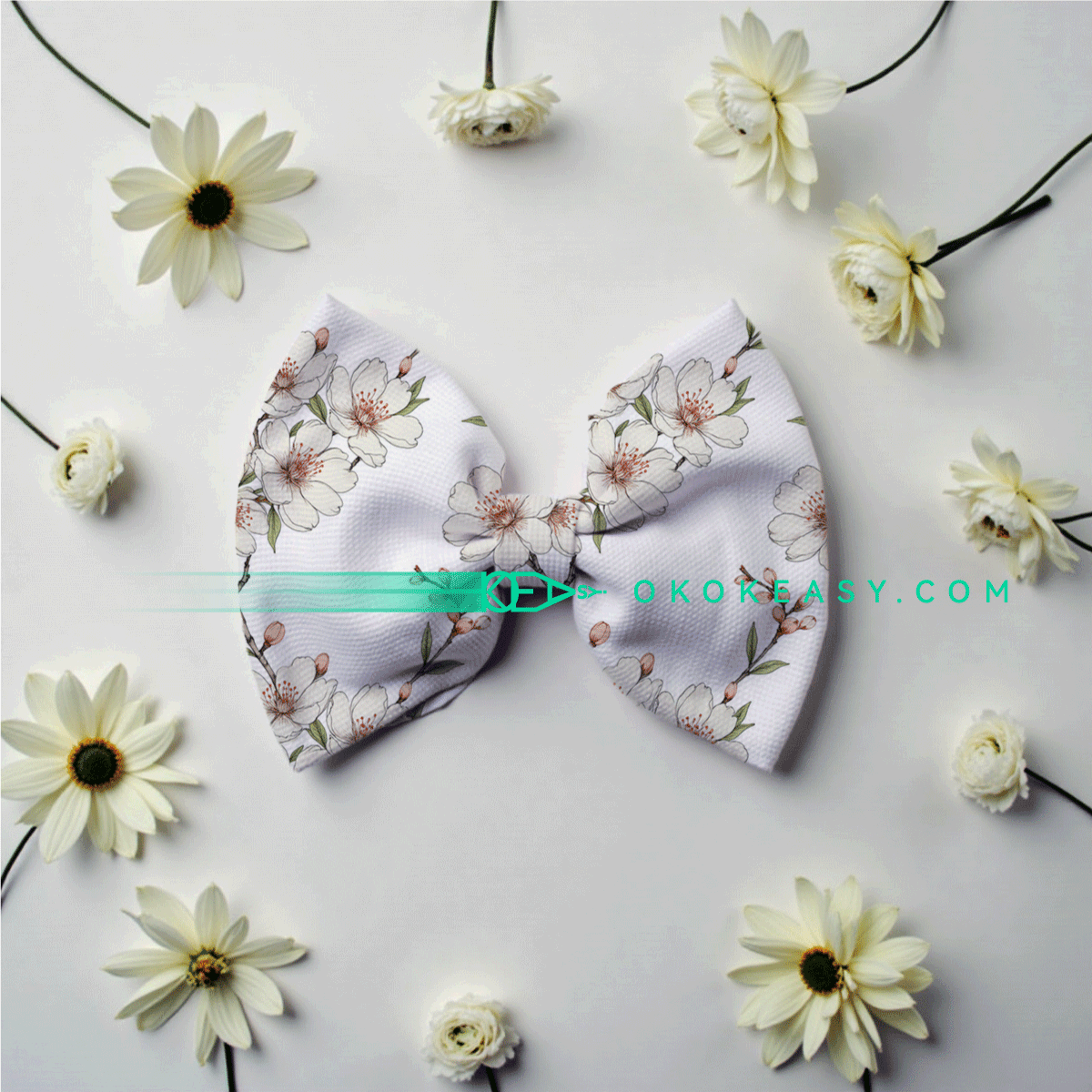 Cherry blossoms Seamless pattern 7 High-Resolution Cherry Blossoms Seamless Pattern with Pink-White Flowers on White Background