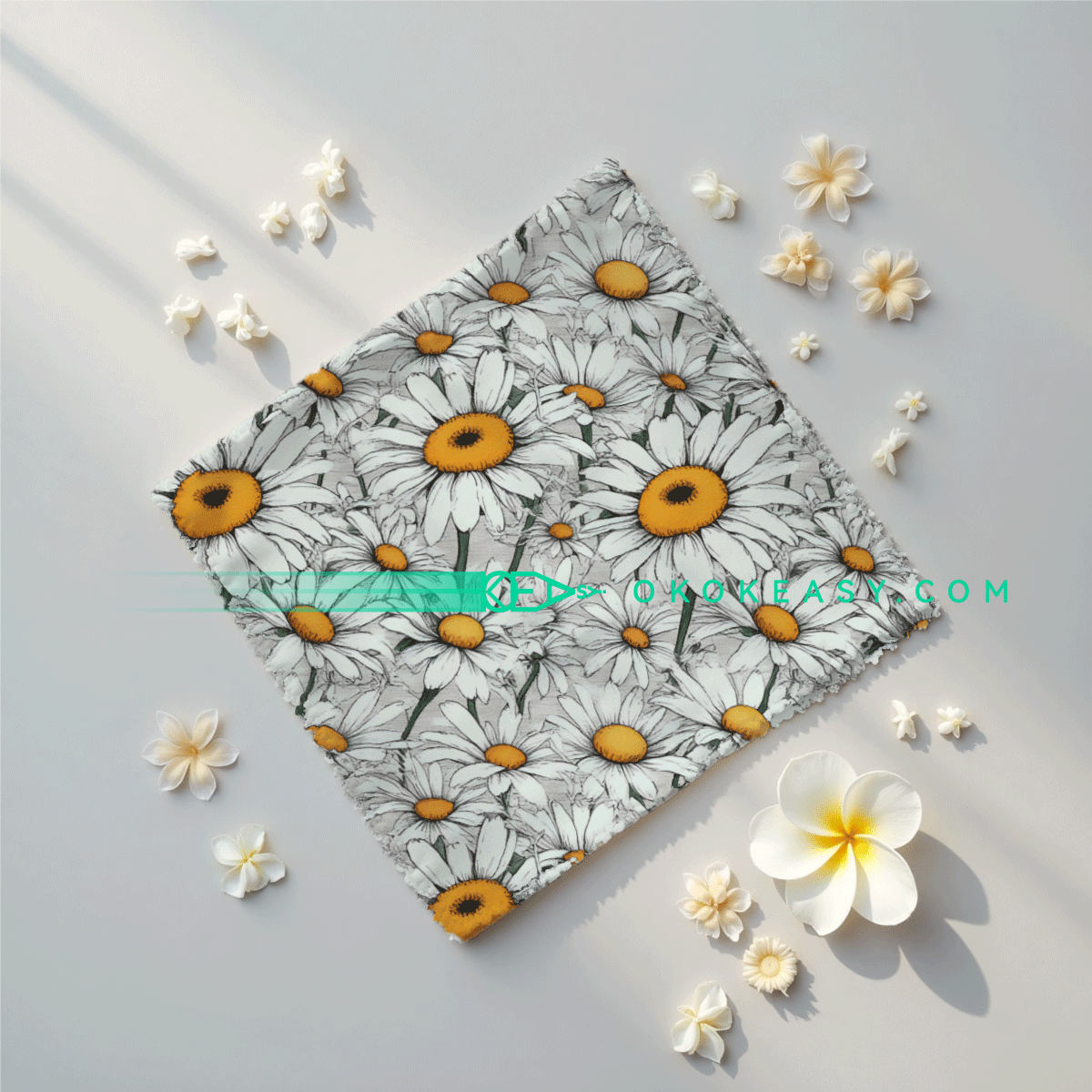 Daisy Seamless pattern 3 Bright watercolor-style daisy seamless pattern in high-resolution CMYK format, ideal for printing purposes.