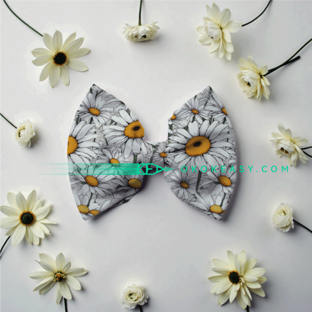 Hand-drawn pen daisy seamless pattern in CMYK color mode, suitable for textiles and home decor.