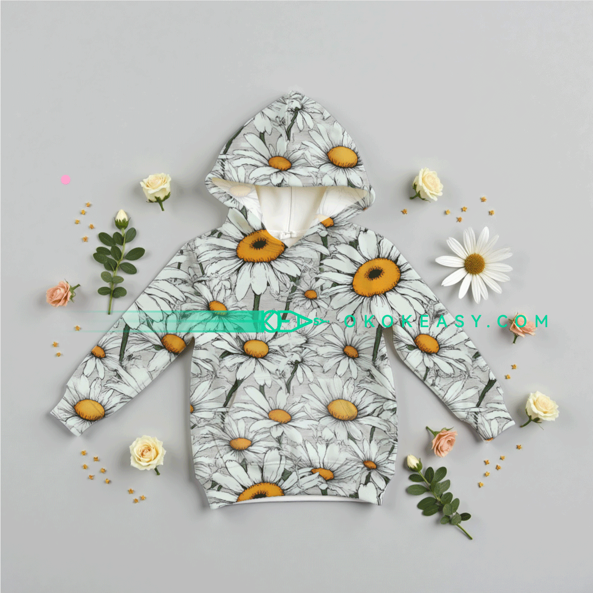 Daisy Seamless pattern 2 Hand-drawn pen-style white and yellow daisy seamless pattern, suitable for textile and wallpaper design.