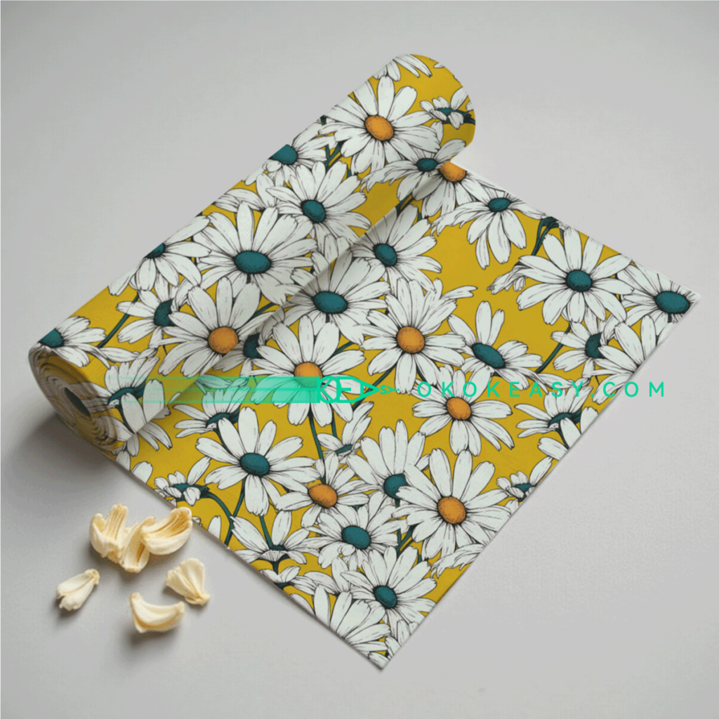 Delicate pen-drawn daisy seamless pattern, perfect for fabric design.