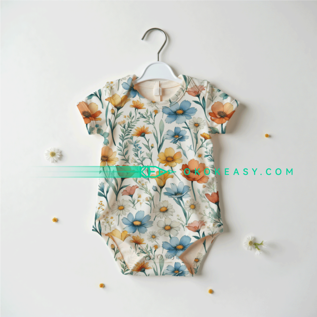 Watercolor Style Cosmos Seamless Pattern on White Background