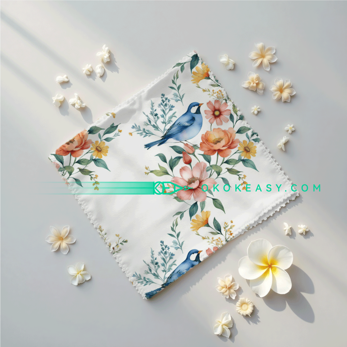 Birds and Flowers Seamless pattern 3 Birds and Flowers Seamless Pattern in Pen Style on Beige Background