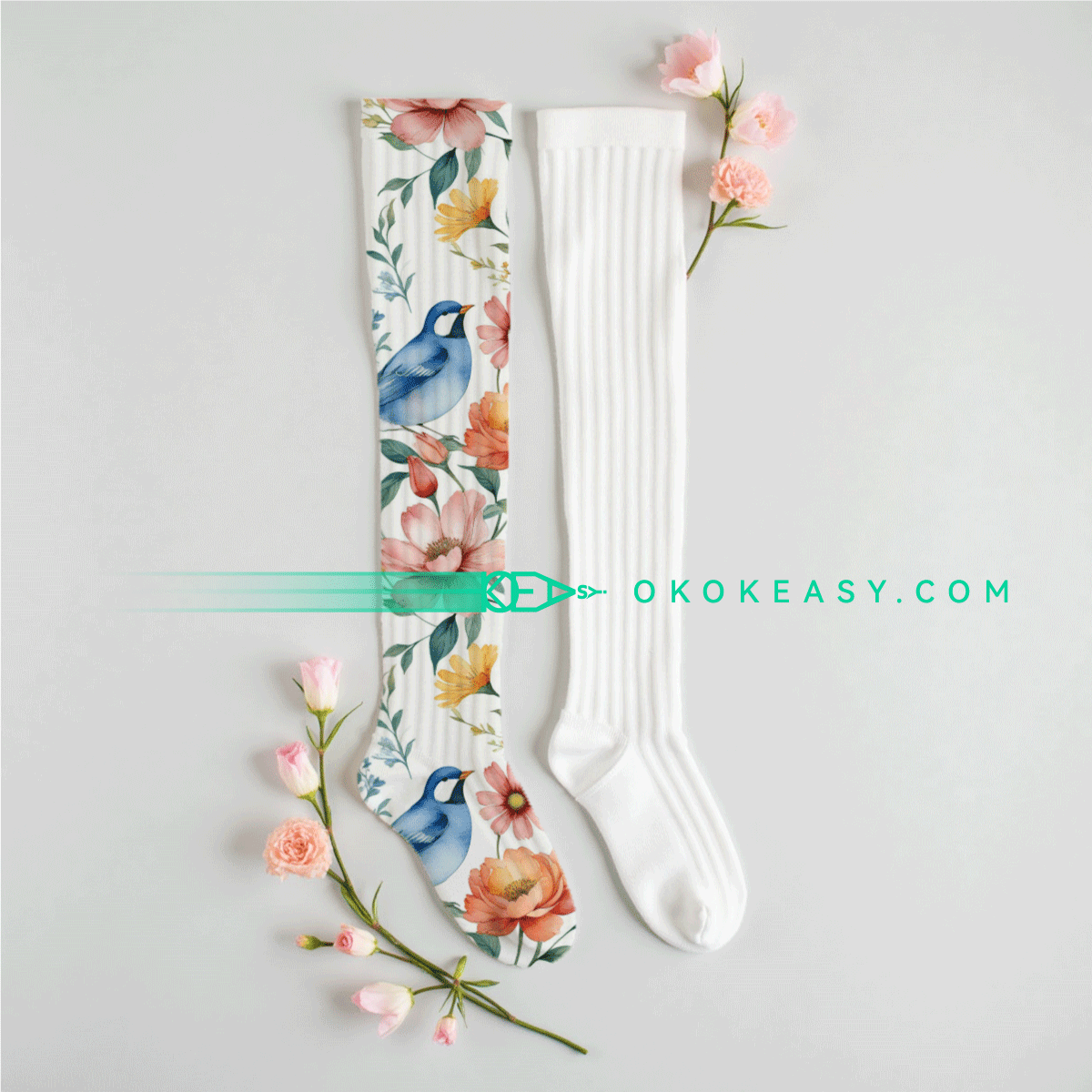 Birds and Flowers Seamless pattern 5 Watercolor Style Birds and Flowers Seamless Pattern on Beige Background