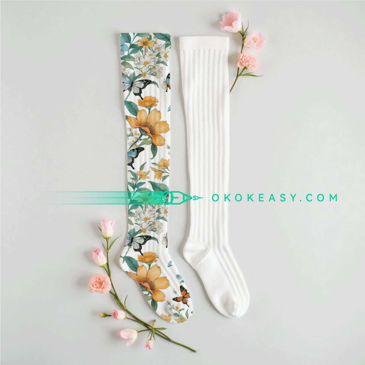 Butterflies and Flowers Seamless pattern 5 Nordic style seamless background of butterflies and flowers in 300DPI JPG format, suitable for home decor