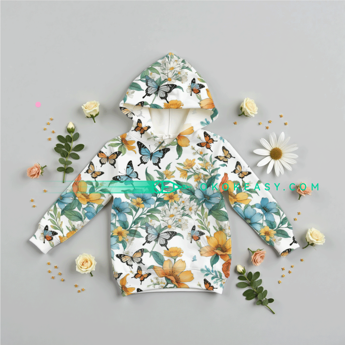 Butterflies and Flowers Seamless pattern 2 Scandinavian butterflies and flowers seamless background in 300DPI JPG format, suitable for wallpapers and printing