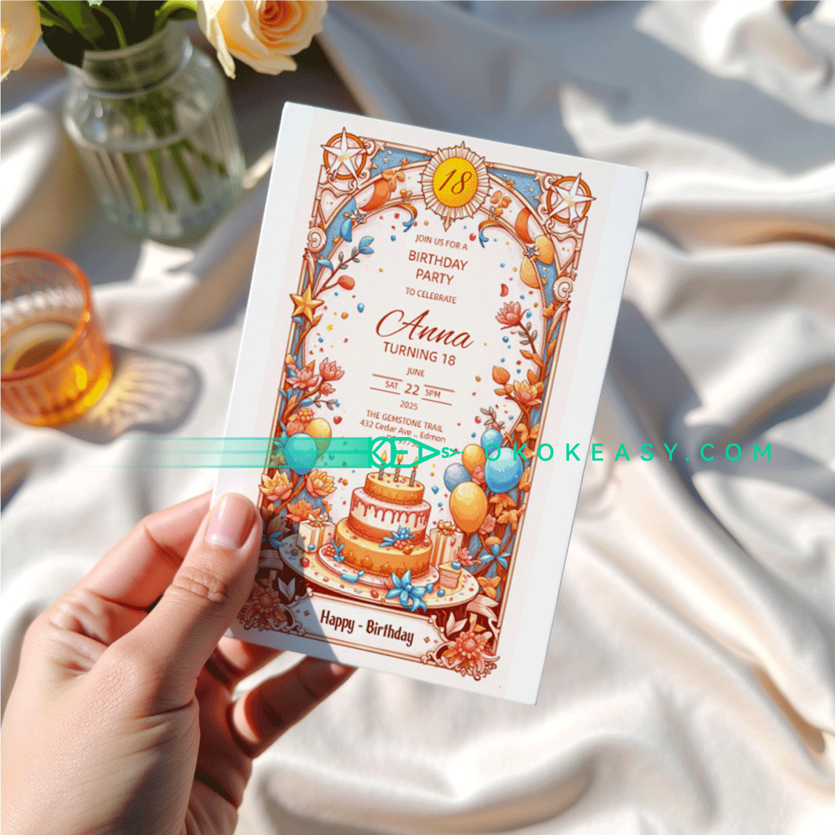 Lucky Day Bday Party Invite 6 Tarot card style printable birthday party invitation with lucky day theme, PDF format