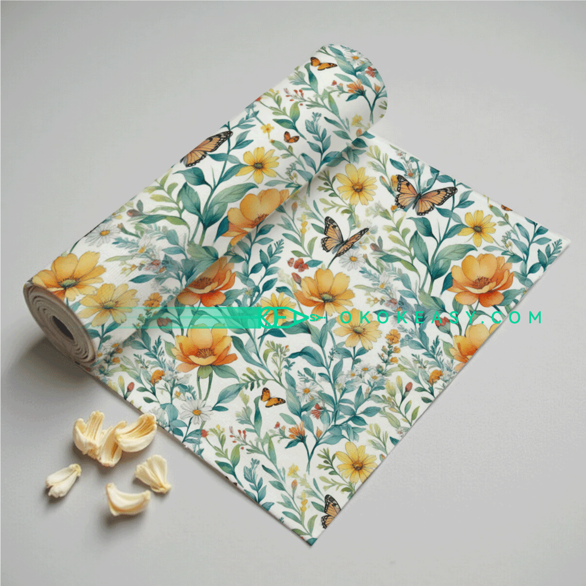 Butterflies and Flowers Seamless pattern 4 Seamless background of orange butterflies and cosmos flowers, suitable for home decor and printing projects