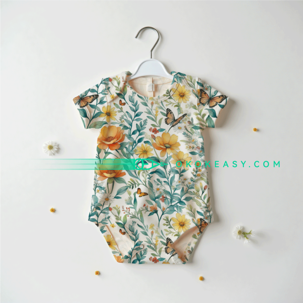 Eco-friendly seamless background of butterflies and flowers, suitable for home decor and printing