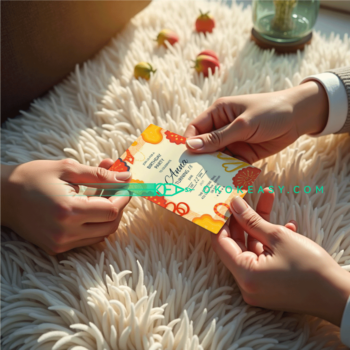 Snack time Bday Party Invite 3 Editable PDF format warm-toned illustrated birthday party invitation