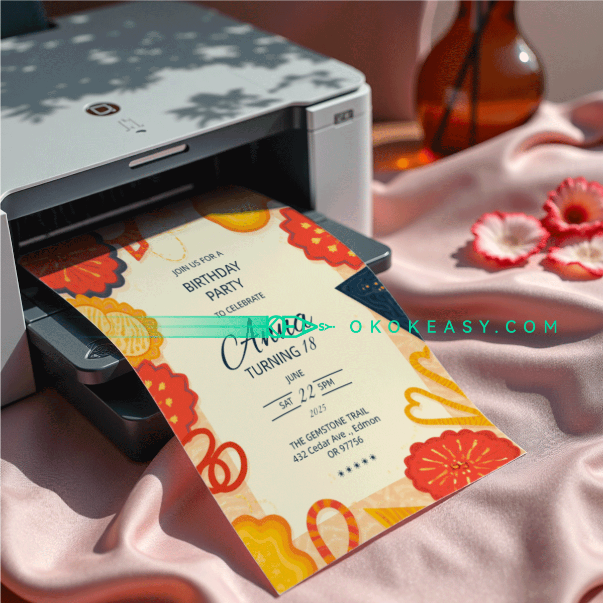 Snack time Bday Party Invite 4 Editable birthday party invitation in stylish illustration style with warm-toned design, PDF format