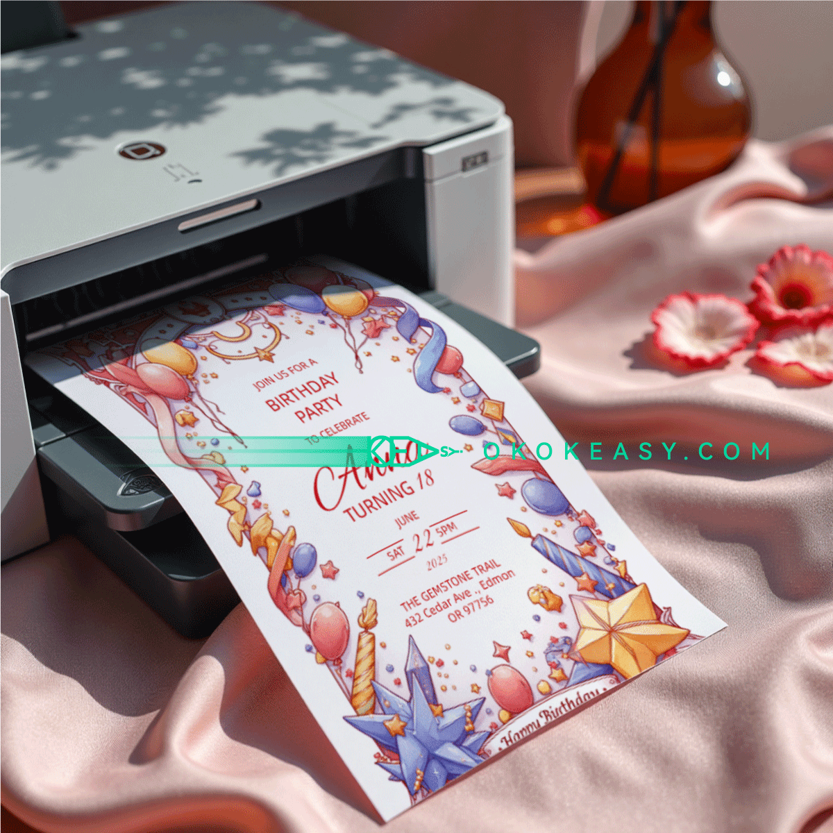 Lucky Day Bday Party Invite 4 Tarot card style printable birthday party invitation with lucky day theme, PDF format