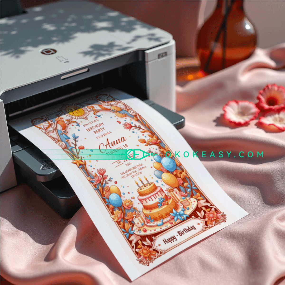 Lucky Day Bday Party Invite 4 Printable lucky day tarot card style birthday party invitation with classic color scheme, PDF format