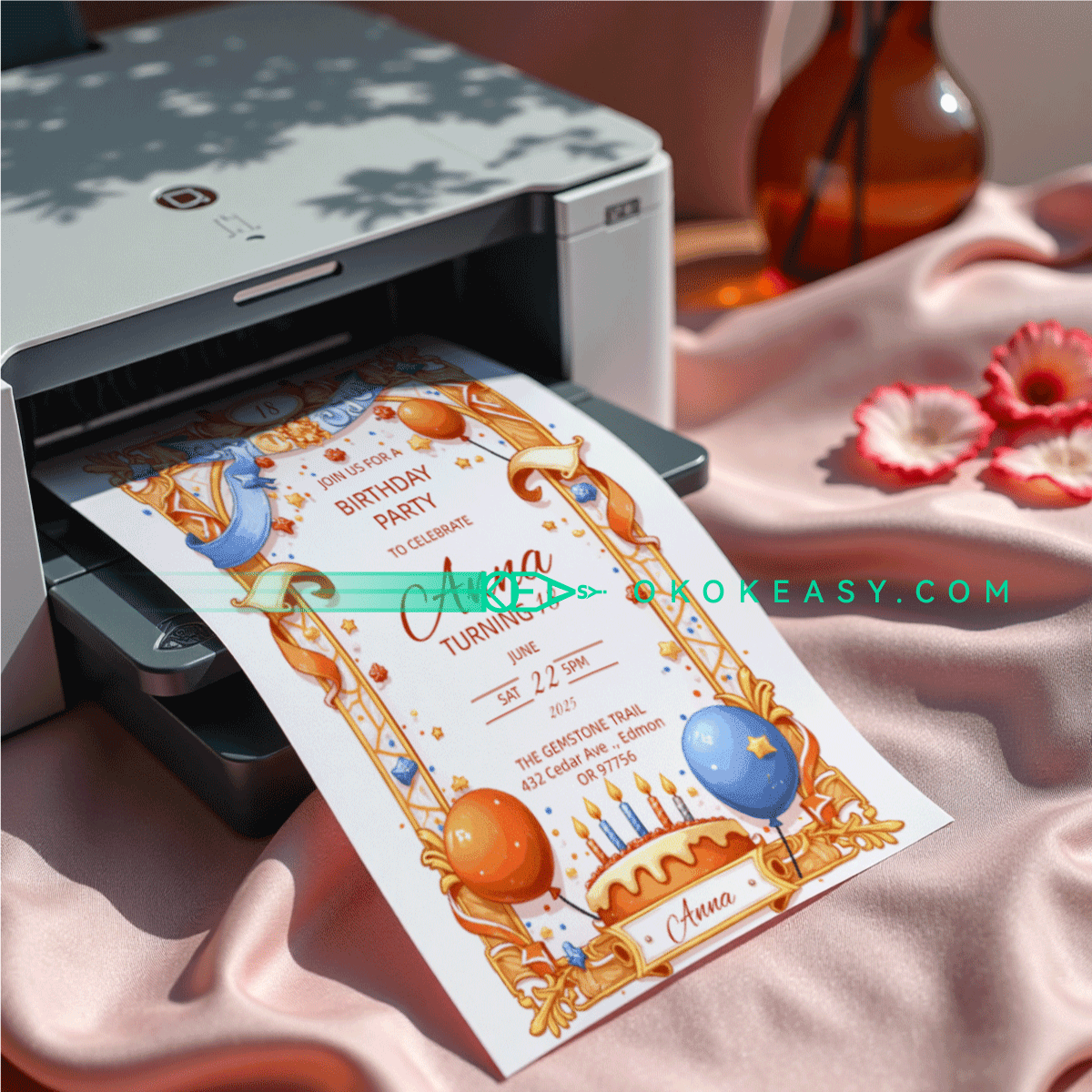 Lucky Day Bday Party Invite 4 Printable tarot card style birthday party invitation with lucky day theme, PDF format