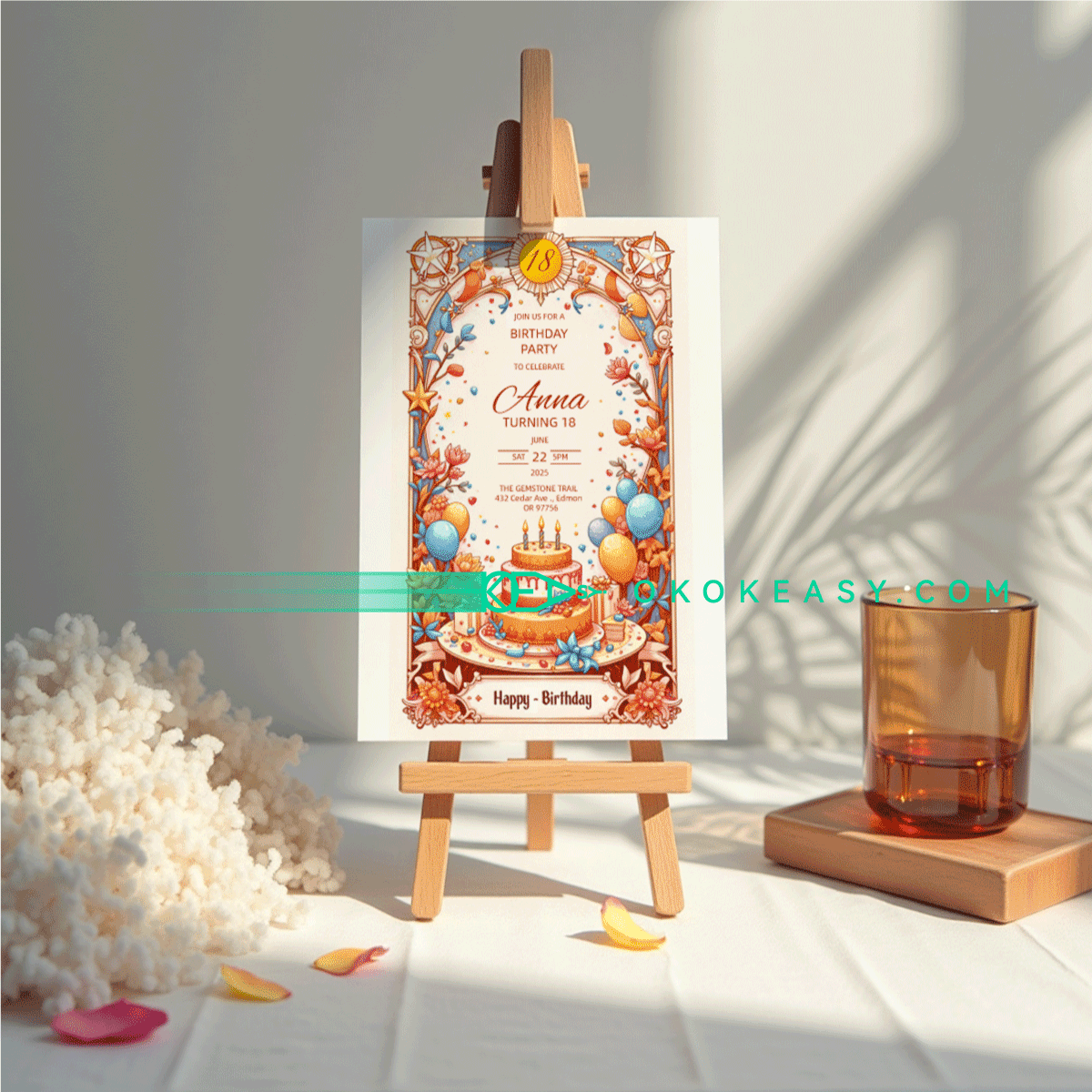 Lucky Day Bday Party Invite 3 Editable tarot card style birthday party invitation with lucky day theme, PDF format