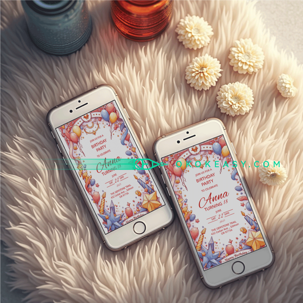 Lucky Day Bday Party Invite 6 Mysterious tarot card style printable birthday party invitation with classic color scheme, PDF format