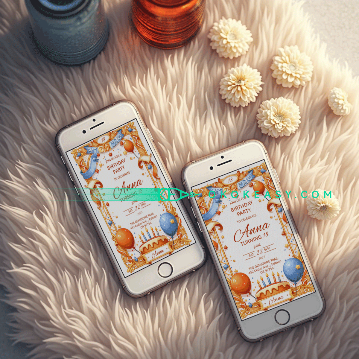 Lucky Day Bday Party Invite 6 Mysterious tarot card style editable birthday party invitation with classic color scheme, PDF format