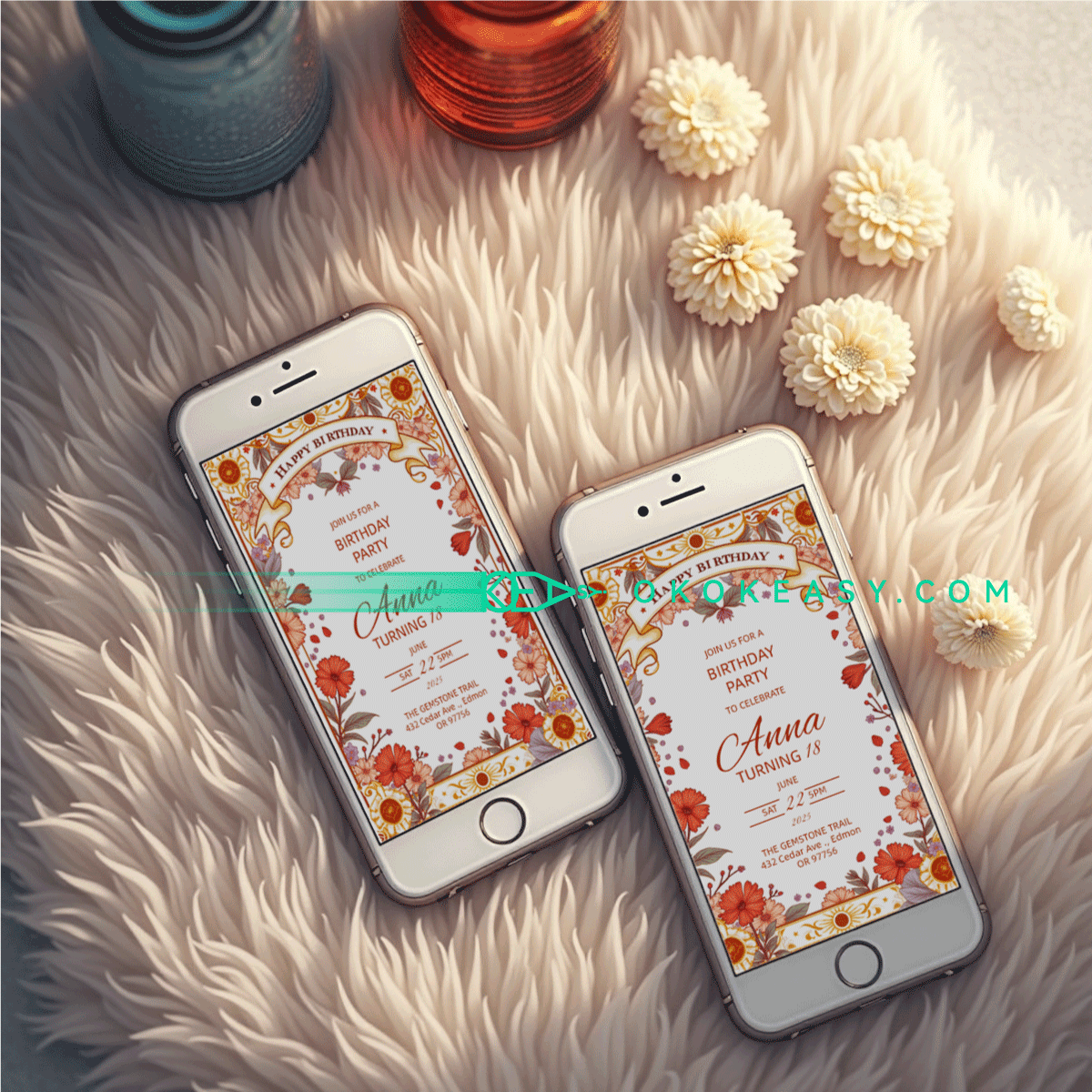 Lucky Day Bday Party Invite 6 Classic tarot card style editable birthday invitation, PDF format