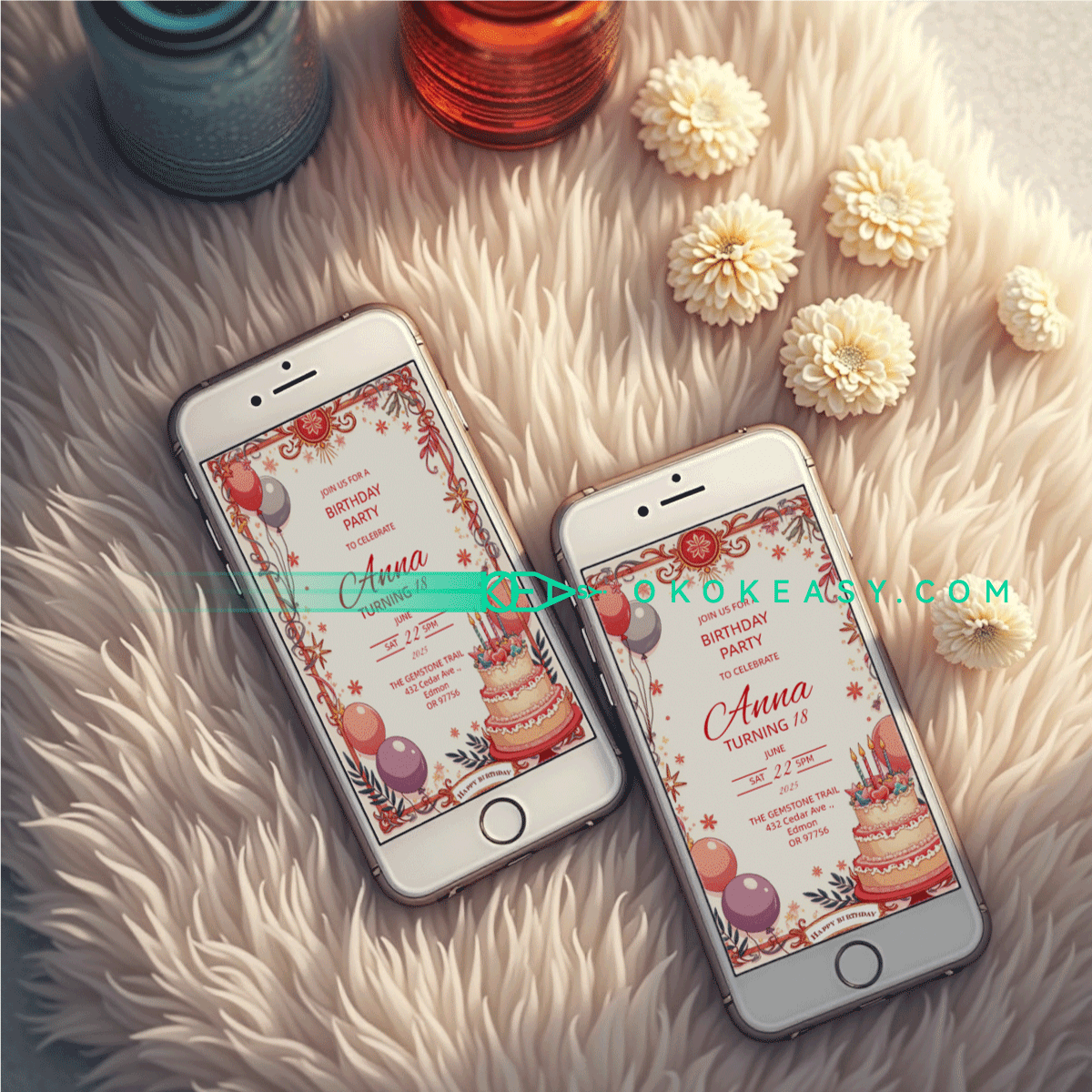 Lucky Day Bday Party Invite 6 Mysterious tarot card themed editable birthday invitation, PDF format