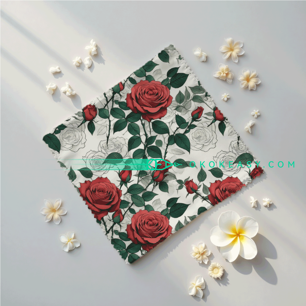 Rose Seamless pattern 3 Watercolor Style Red Rose Seamless Pattern on Beige Background