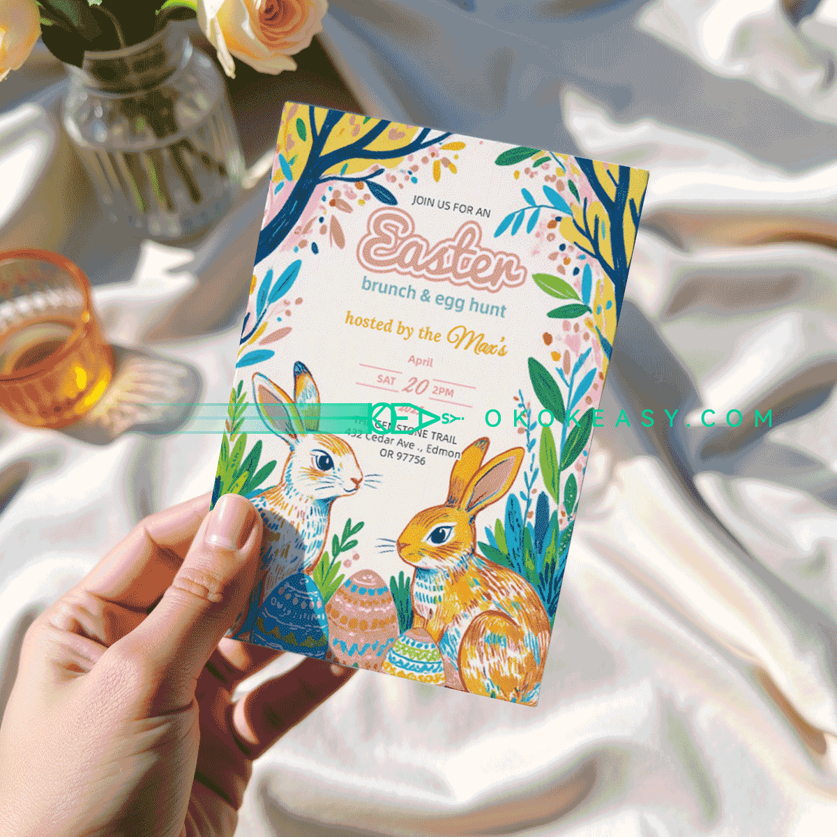 Post Impressionist Watercolor Easter Invitation 2 Post Impressionist Watercolor Easter Invitation - Image 2