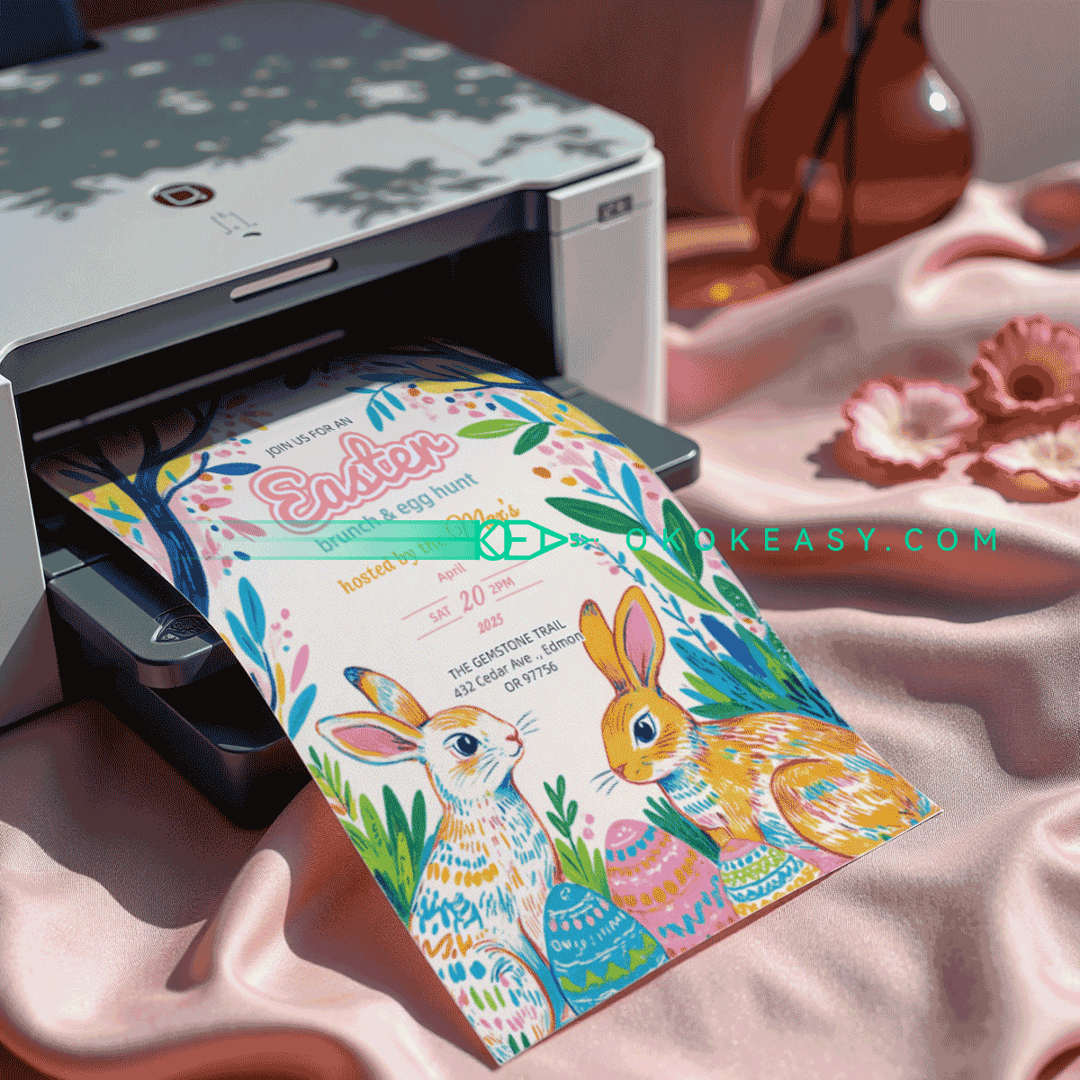 Post Impressionist Watercolor Easter Invitation 4 Post Impressionist Watercolor Easter Invitation - Image 4