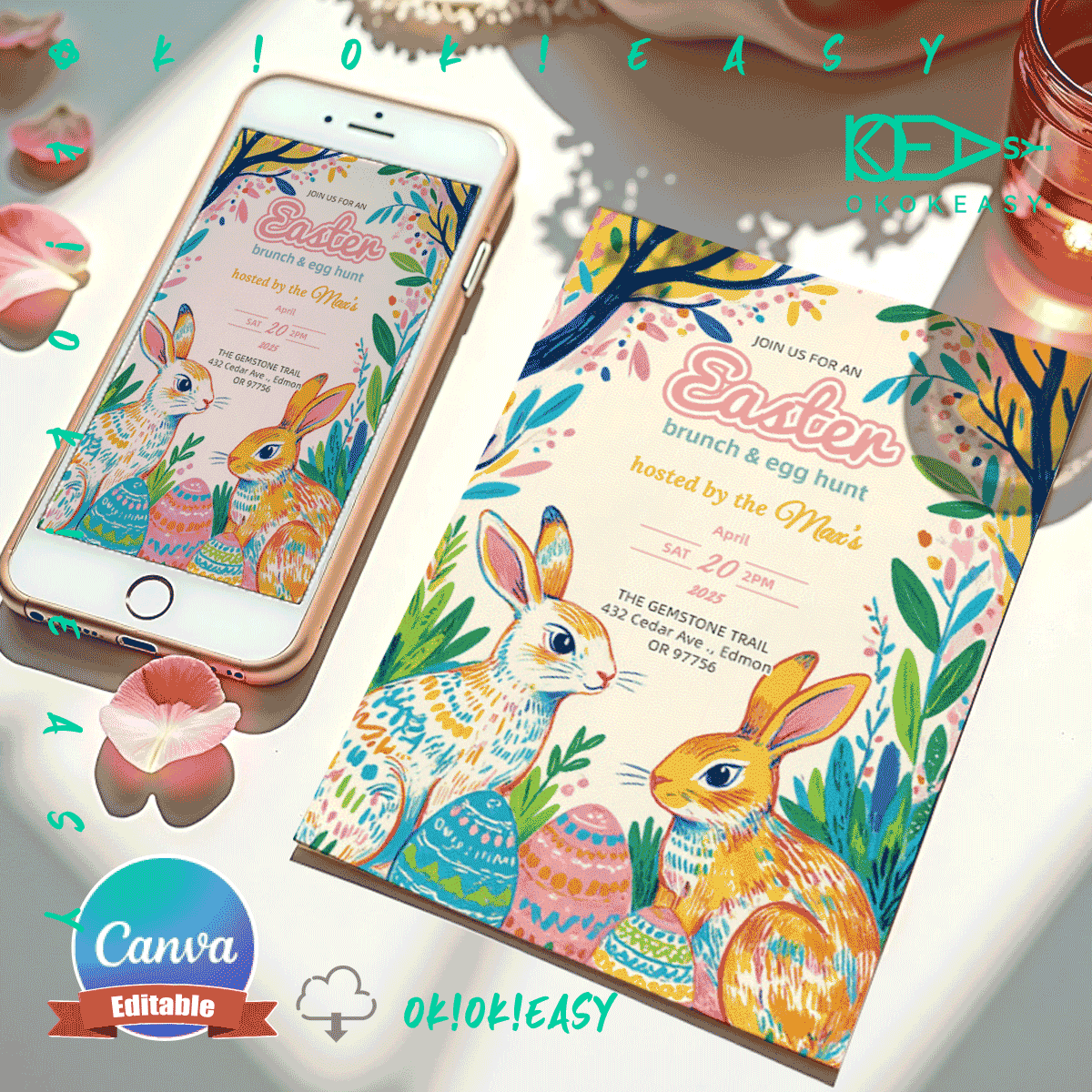 Post Impressionist Watercolor Easter Invitation 1 Post Impressionist Watercolor Easter Invitation