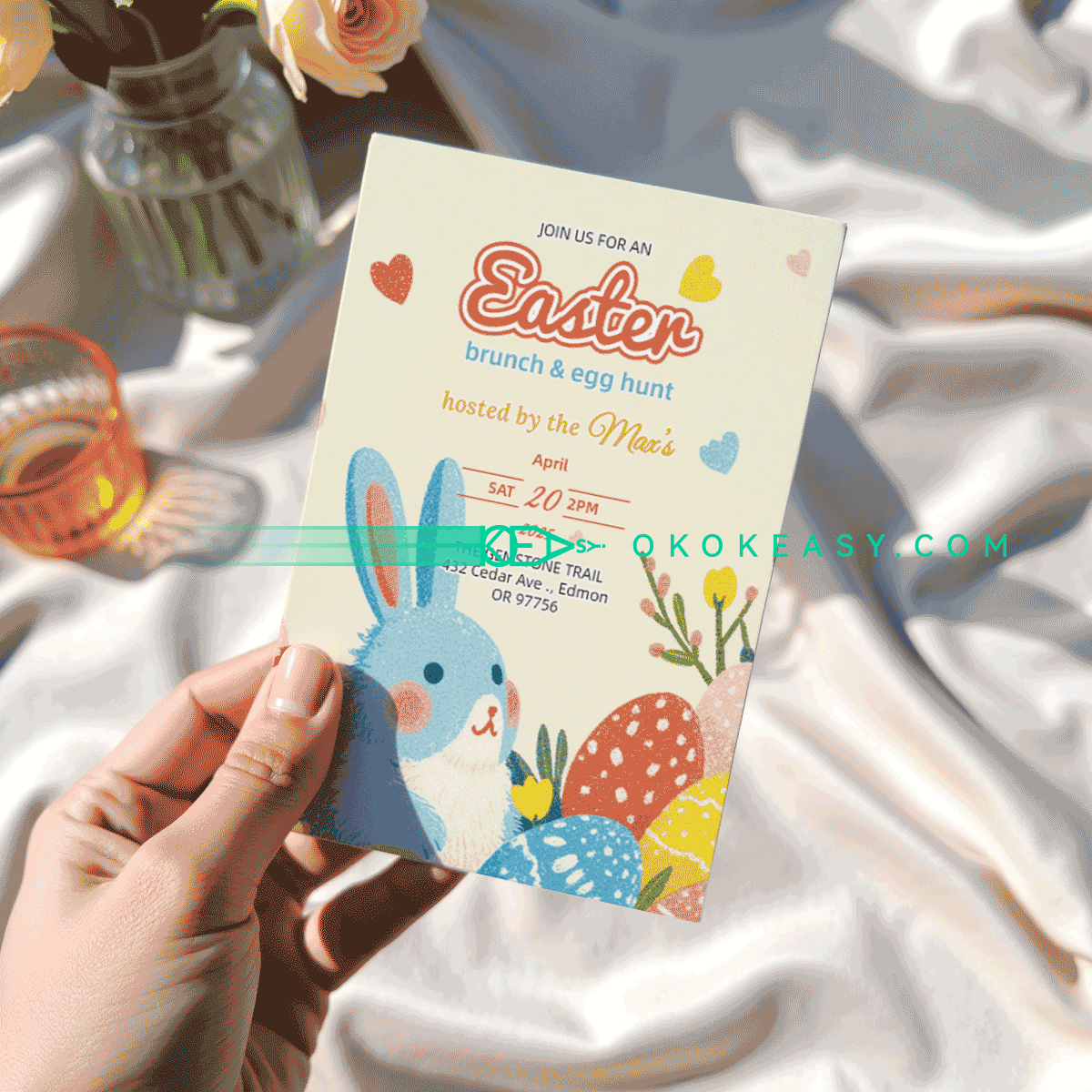 Blue Bunny Easter Invitation 2 Blue Bunny Easter Invitation - Image 2