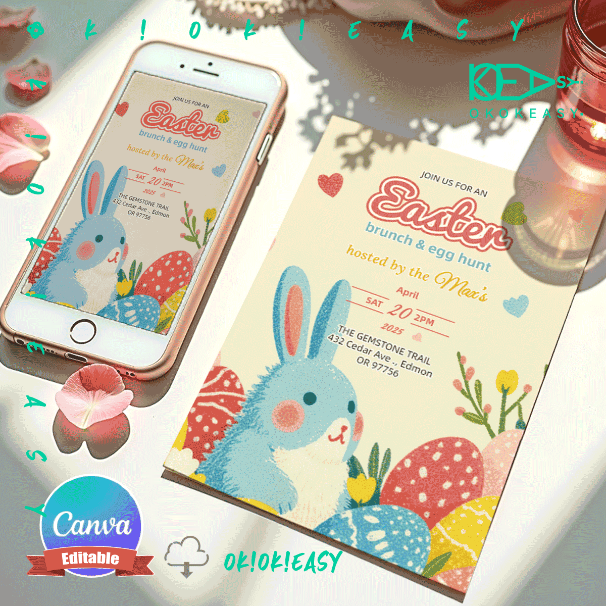 Blue Bunny Easter Invitation 1 Blue Bunny Easter Invitation