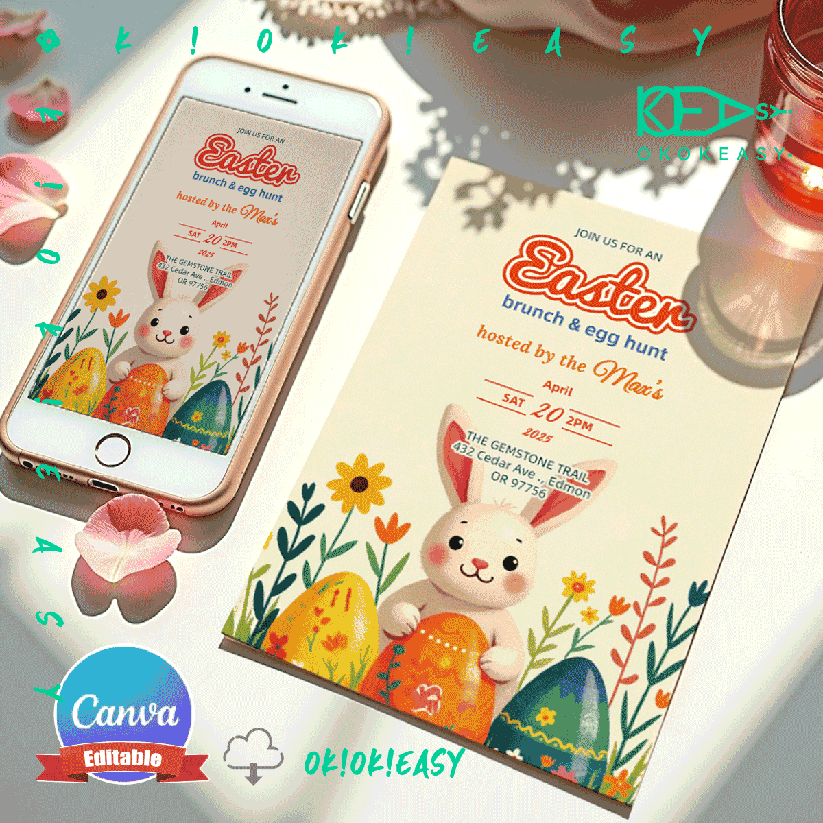 Cute Cartoon Easter Party Invitation 1 Cute Cartoon Easter Party Invitation